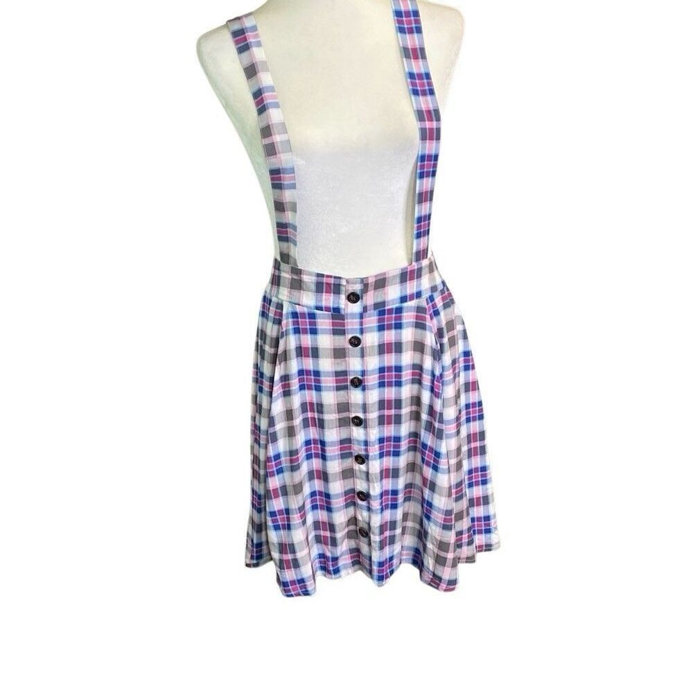 Torrid Skirtall Skirt Overall Pockets Pink Plaid Alt Flannel NWT Size 00 Large
